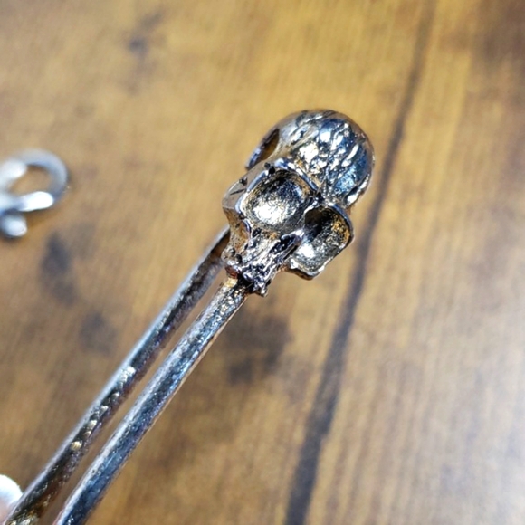 Silver gold skull punk goth emo safety pin choker necklace - Picture 9 of 10